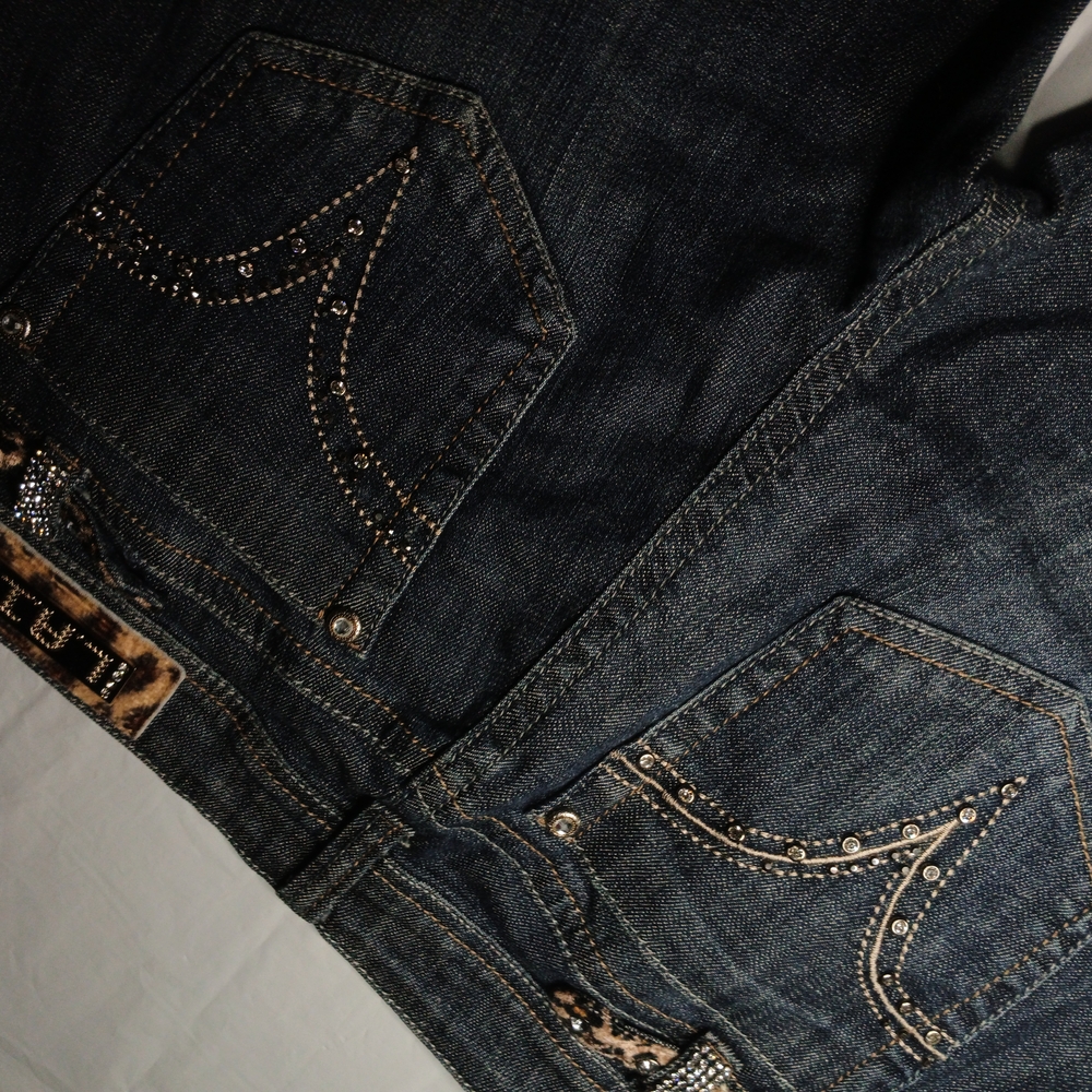 Embellished Dark Wash Denim Jeans